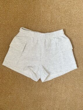 XS Edikted Grey Cargo Sweat Shorts Fleece Lined Cotton